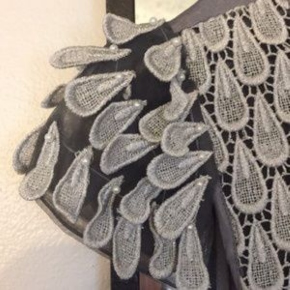 Formal silver fit & flair pearl petal NYE dress - Picture 3 of 7